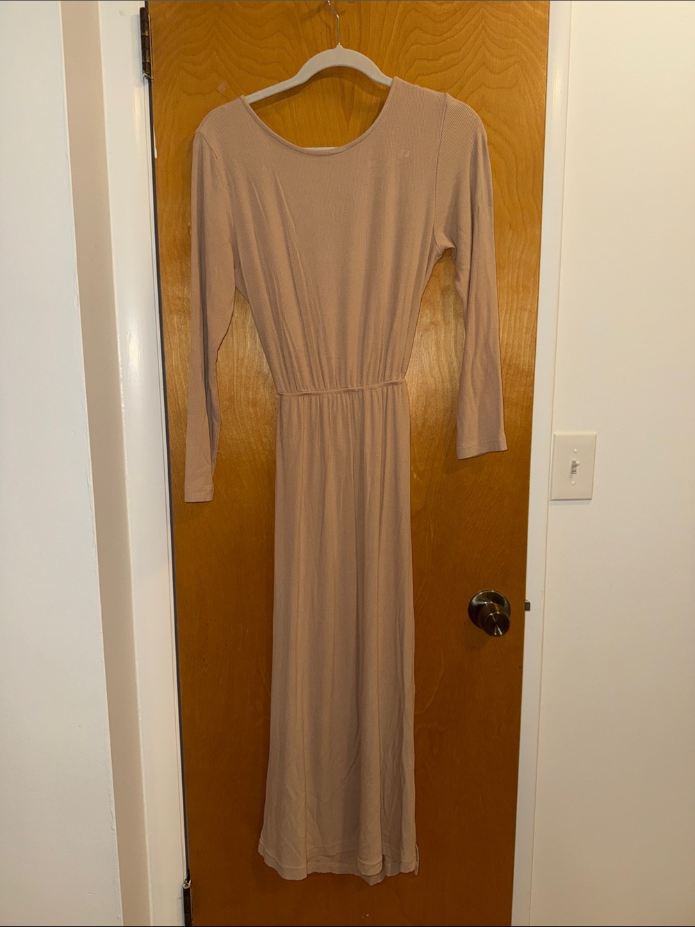 Rusty Long Sleeve Maxi Dress in Beige-Taupe